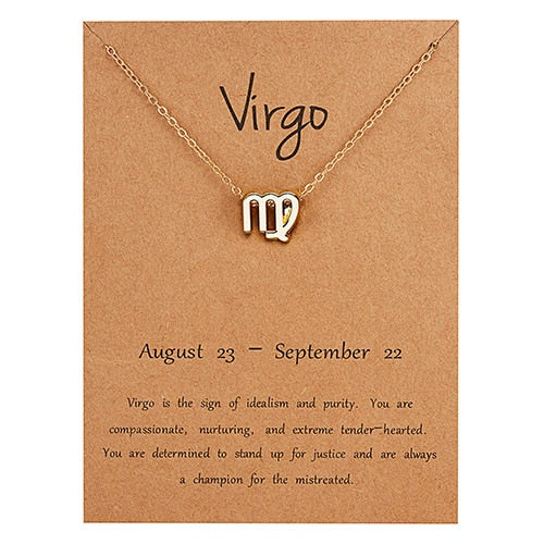12 Constellation Necklaces Pendant Charm Gold Necklaces for Women Jewelry Cardboard