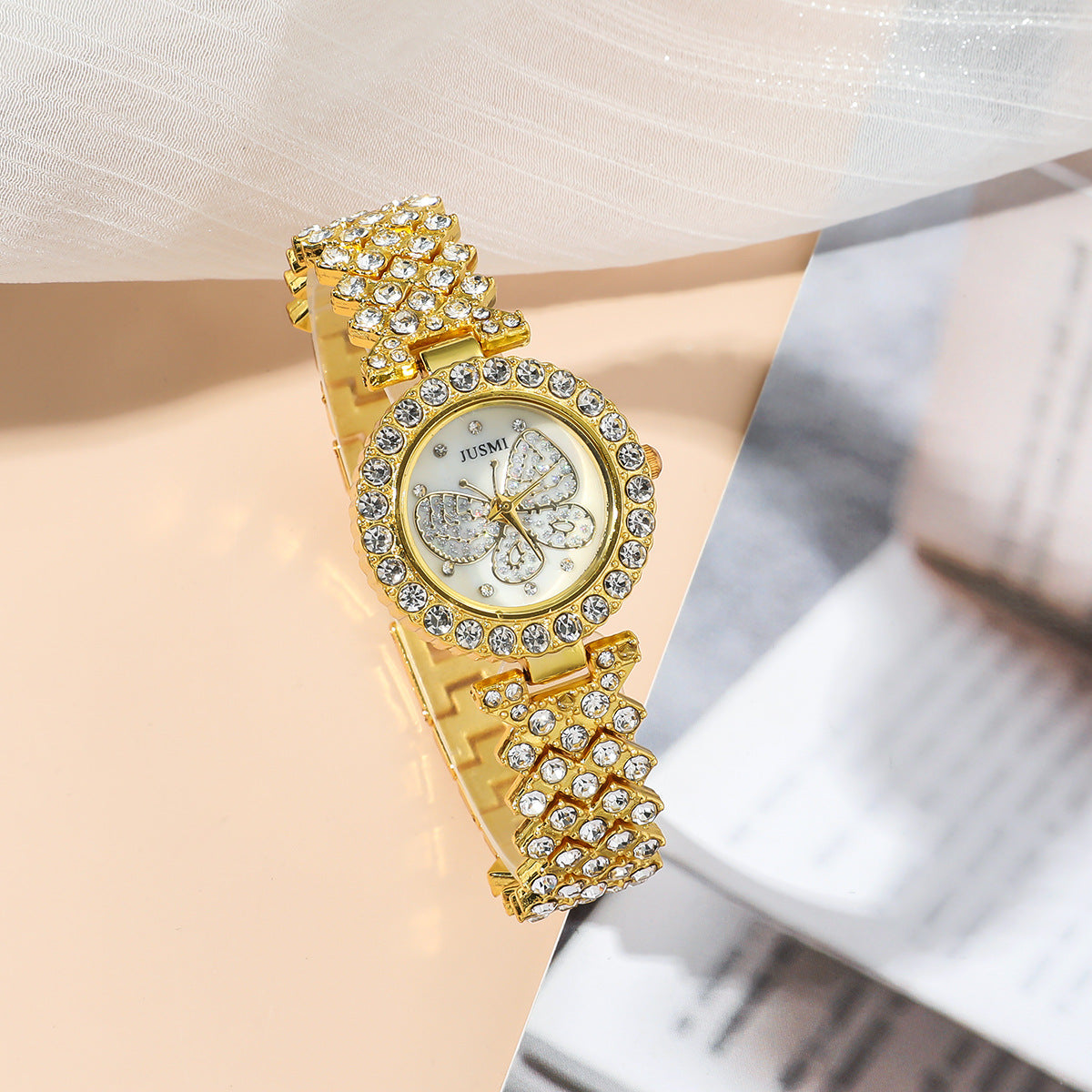 Fashion Wristwatch Women Ring Necklace Earring Bracelets Jewelry Gift Set For Ladies