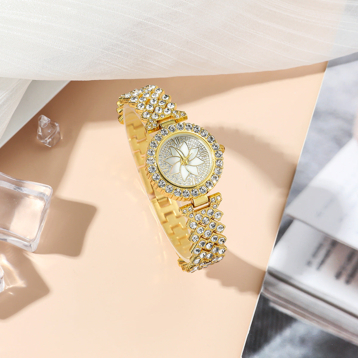 Fashion Wristwatch Women Ring Necklace Earring Bracelets Jewelry Gift Set For Ladies