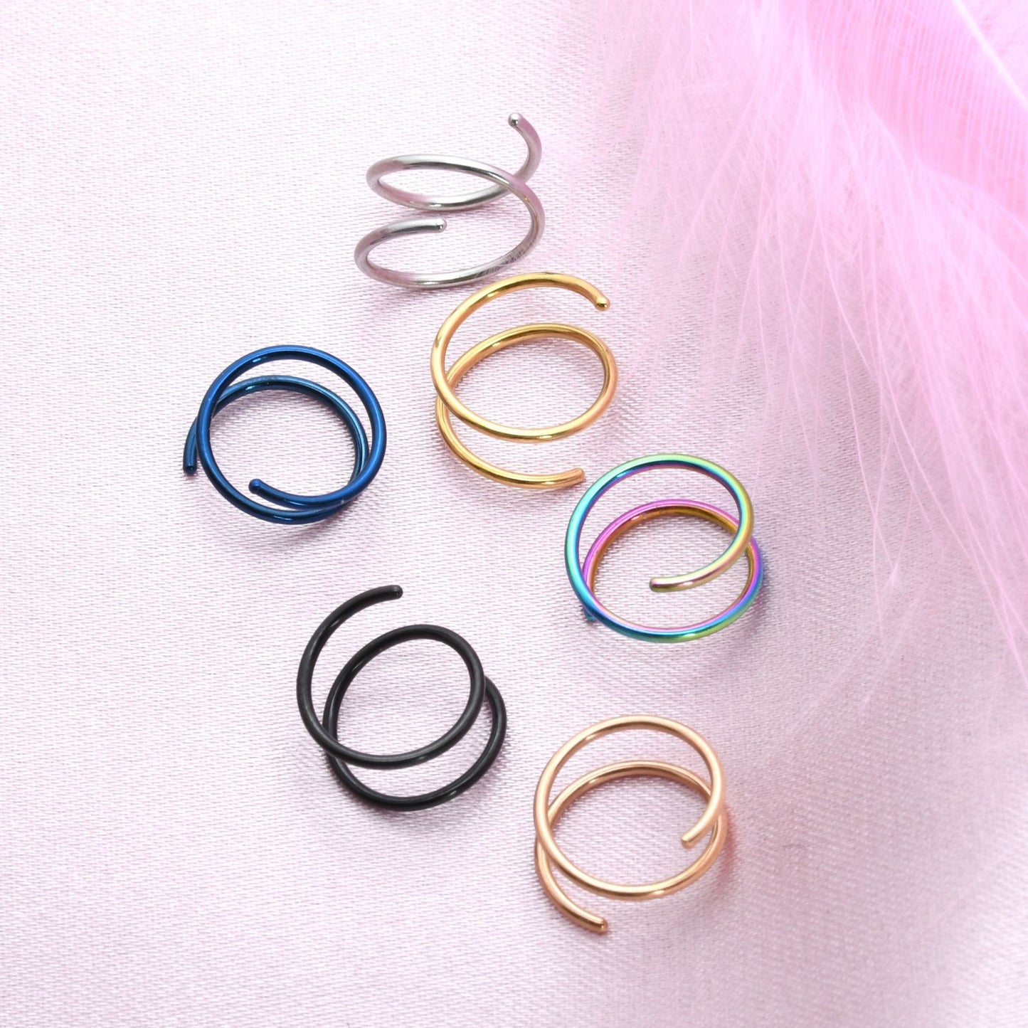 Double Layer Nose Clip One and A Half Nose Rings Lip Rings