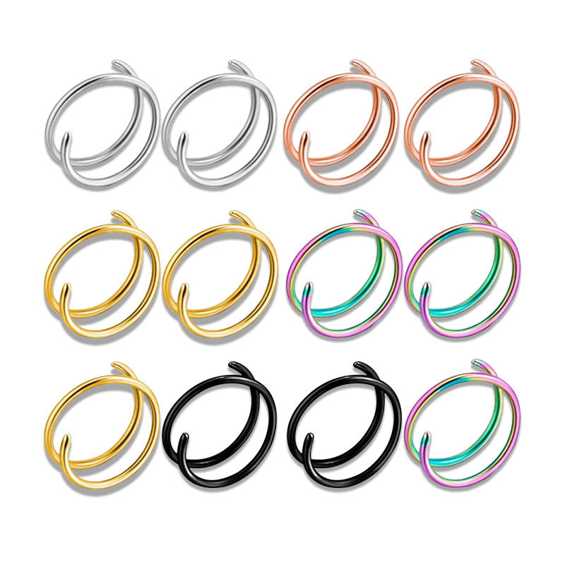 Double Layer Nose Clip One and A Half Nose Rings Lip Rings