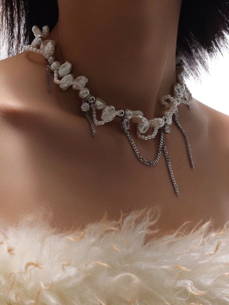 Handmade Baroque Pearl Wrapped Necklace