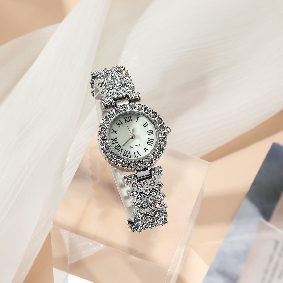 Fashion Wristwatch Women Ring Necklace Earring Bracelets Jewelry Gift Set For Ladies