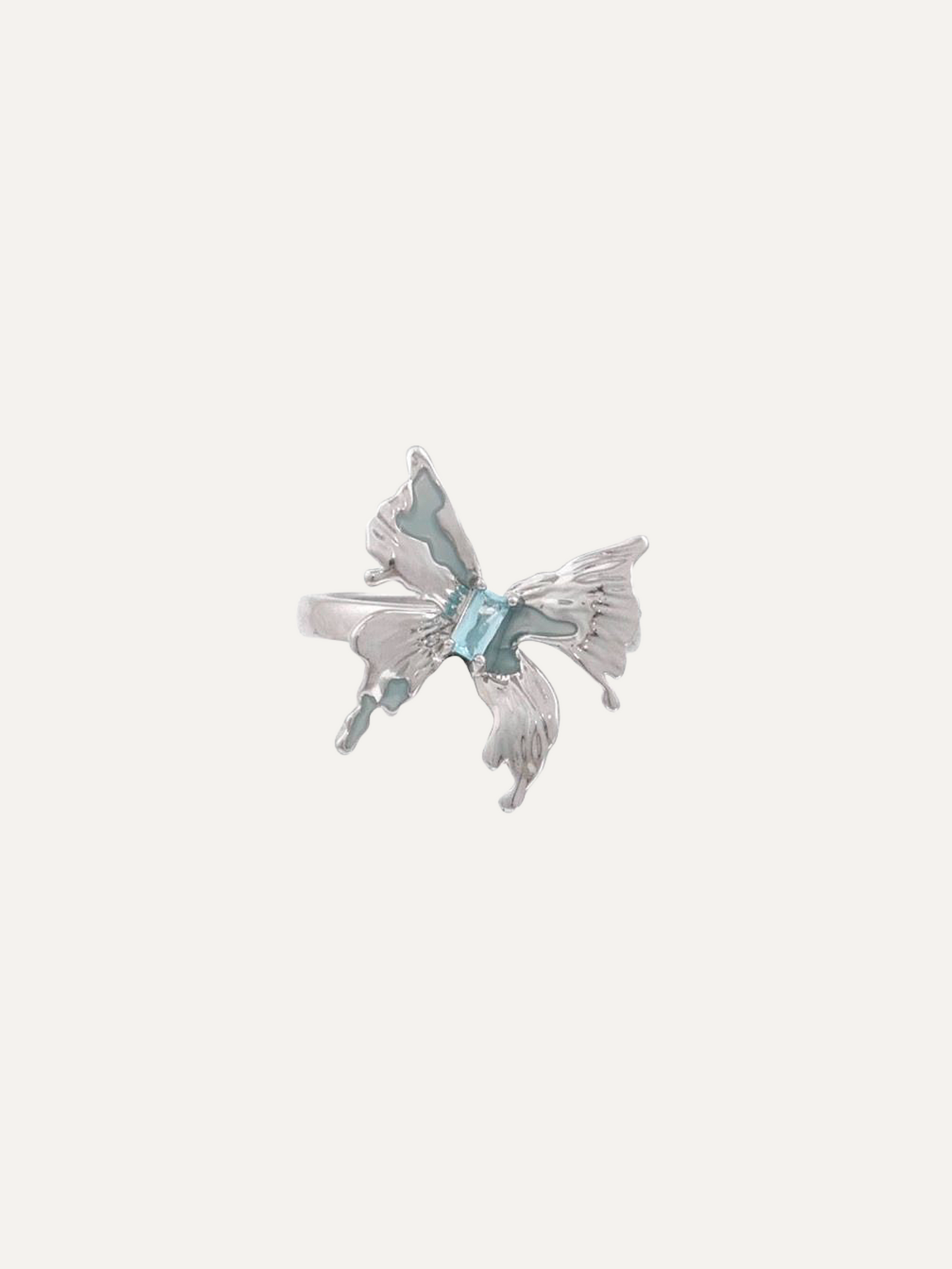 Clear Blue Butterfly Sterling Silver Rings for Women