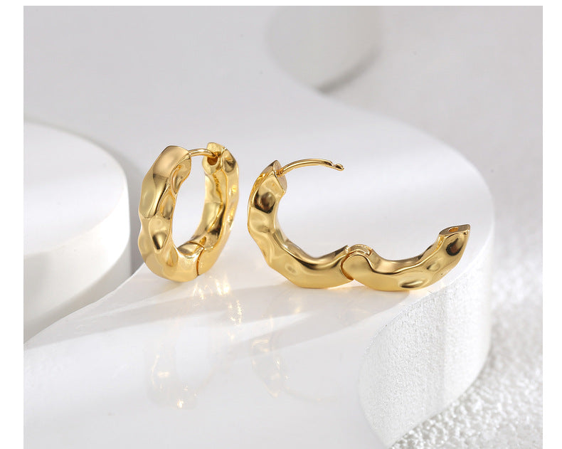 Wrinkled Gold Hoops Earrings For Women Trendy