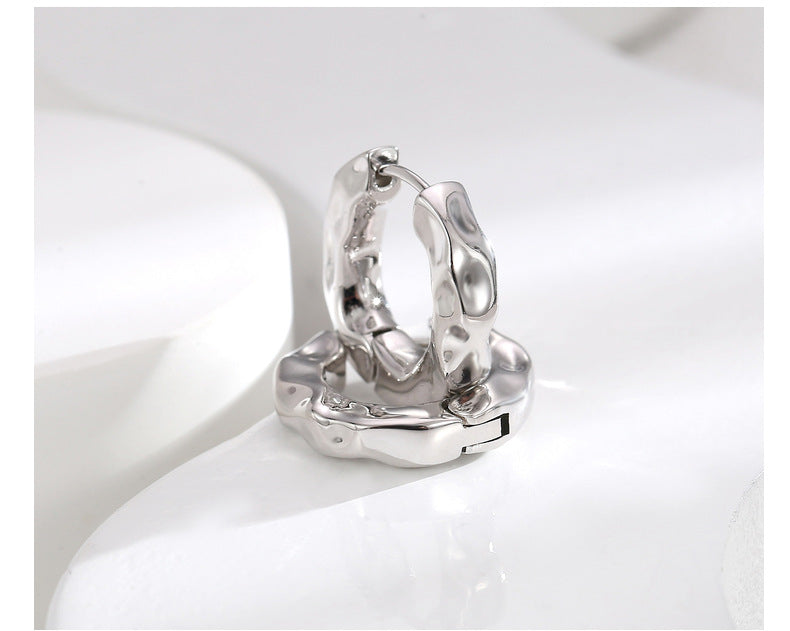 Wrinkled Gold Hoops Earrings For Women Trendy