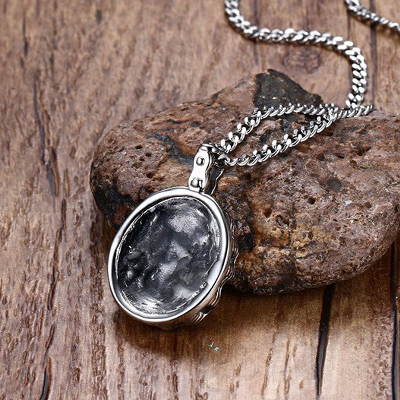 Bicycle Chain Ghost Head Steel Pendant Necklace