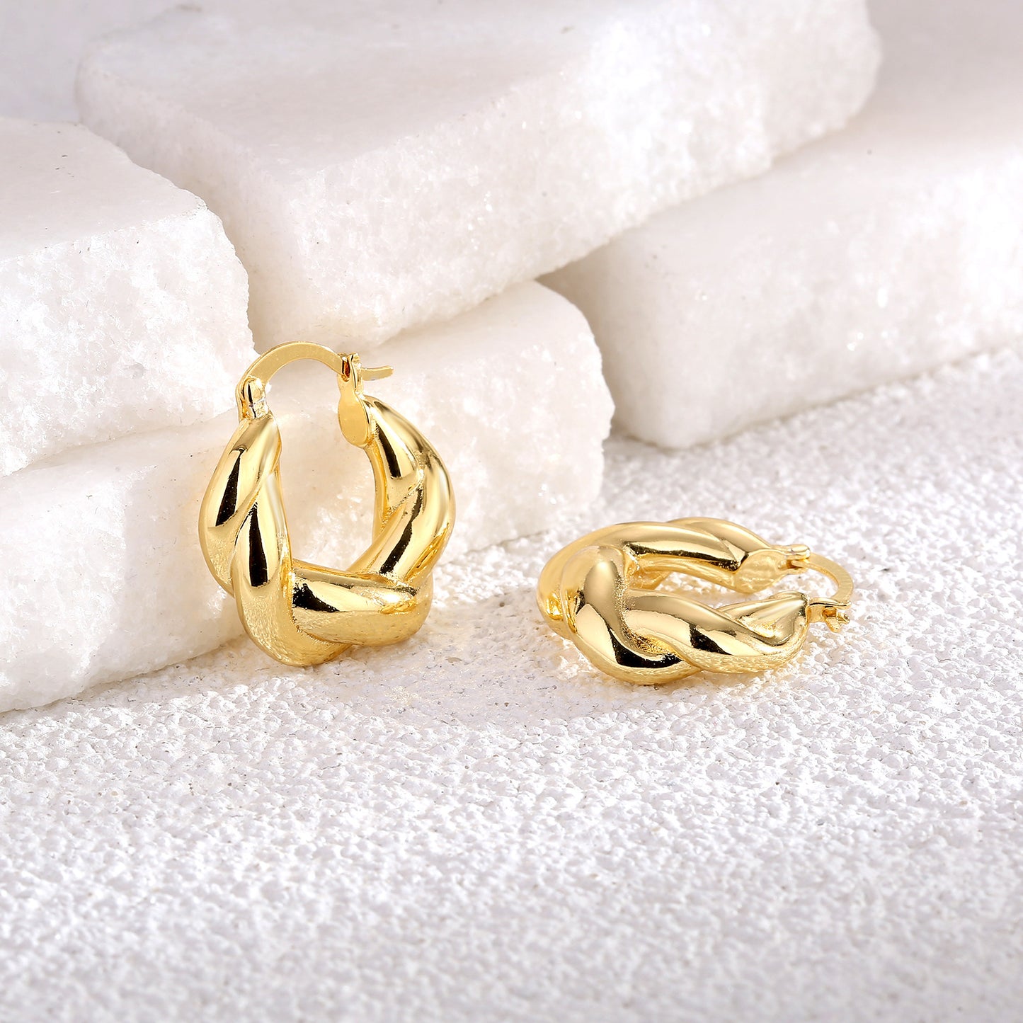 Twist Gold Hoops Earrings For Women Trendy