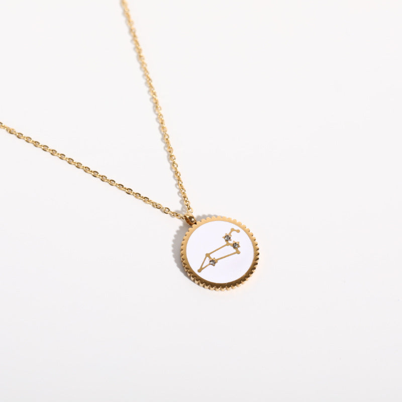 Twelve Constellation 12 Constellation Star Map Pendant Round Card Necklace