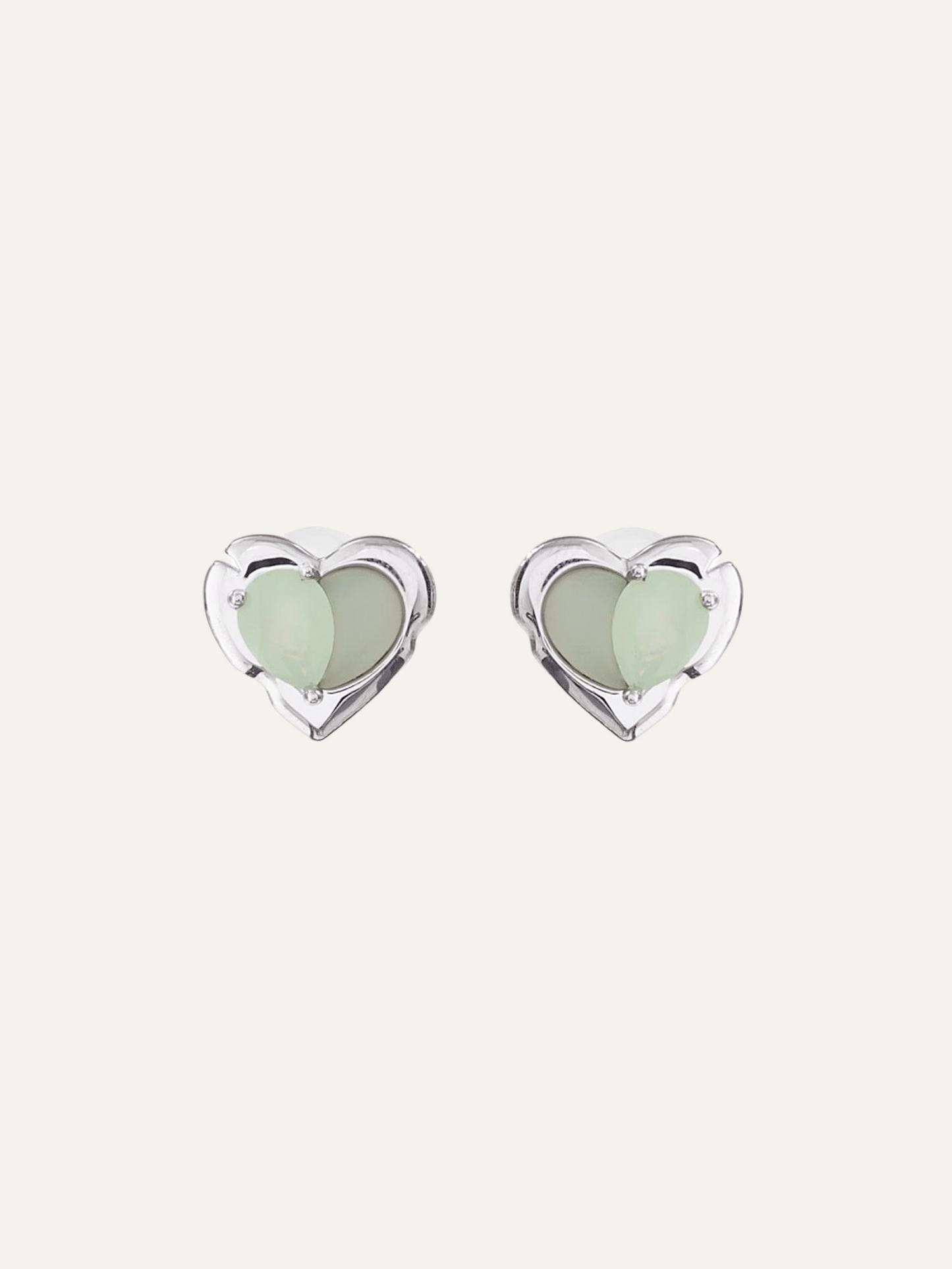 Silver Heart Earrings For Women Green Grape Love Series