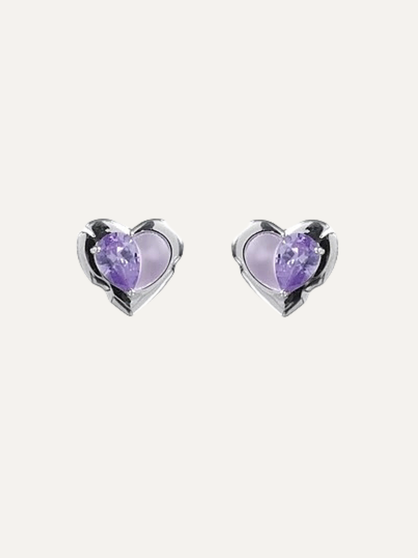 Silver Heart Earrings For Women Green Grape Love Series