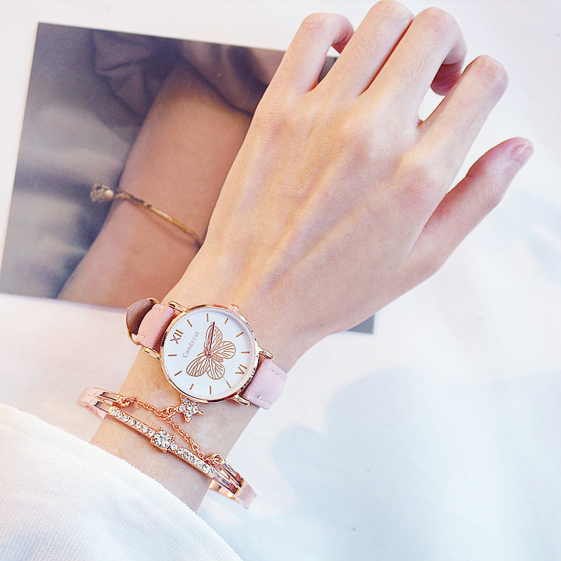 Butterfly Dial Strap Quartz Watch Star Bracelet Gifts For Women