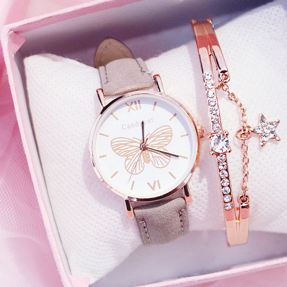 Butterfly Dial Strap Quartz Watch Star Bracelet Gifts For Women