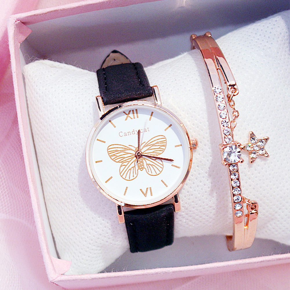 Butterfly Dial Strap Quartz Watch Star Bracelet Gifts For Women