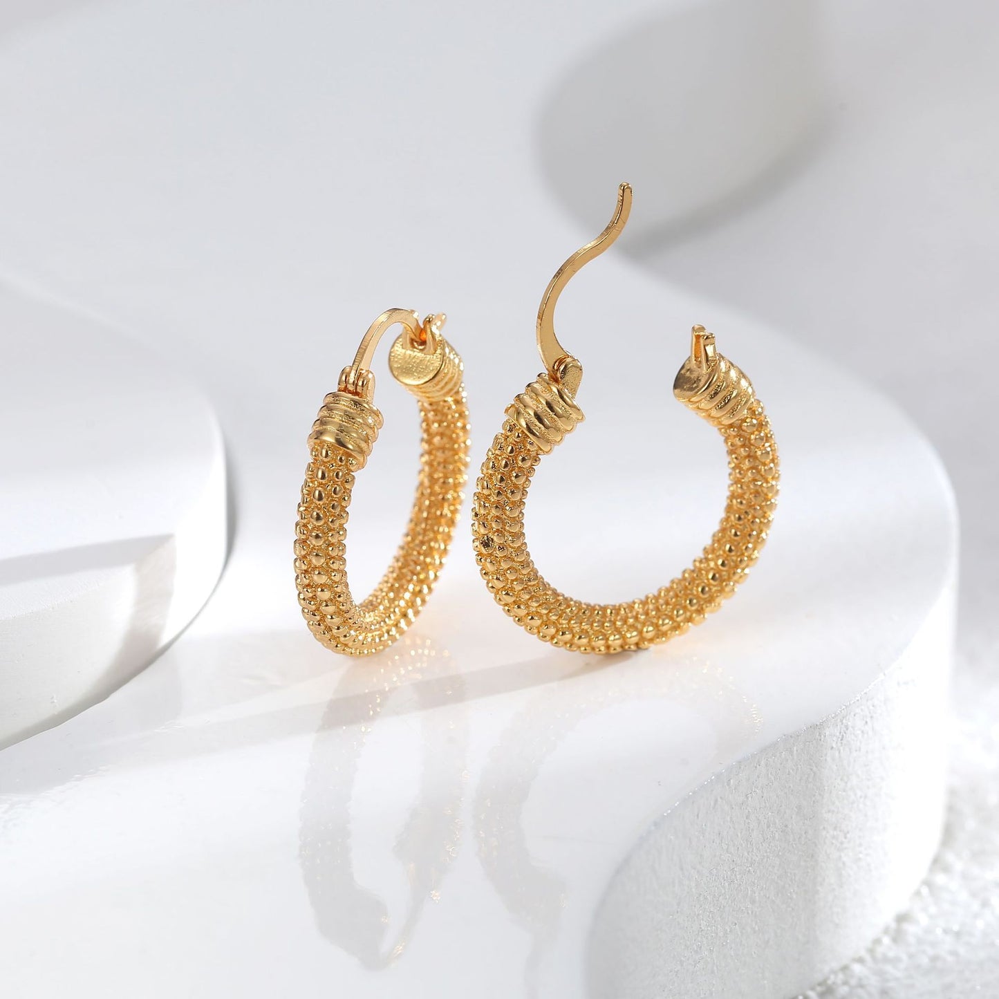 Rough Gold Hoops Earrings For Women Trendy