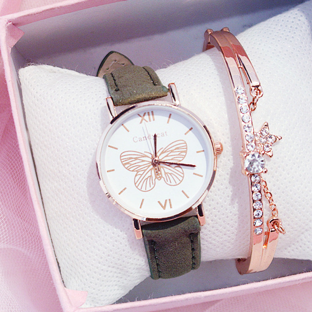 Butterfly Dial Strap Quartz Watch Star Bracelet Gifts For Women