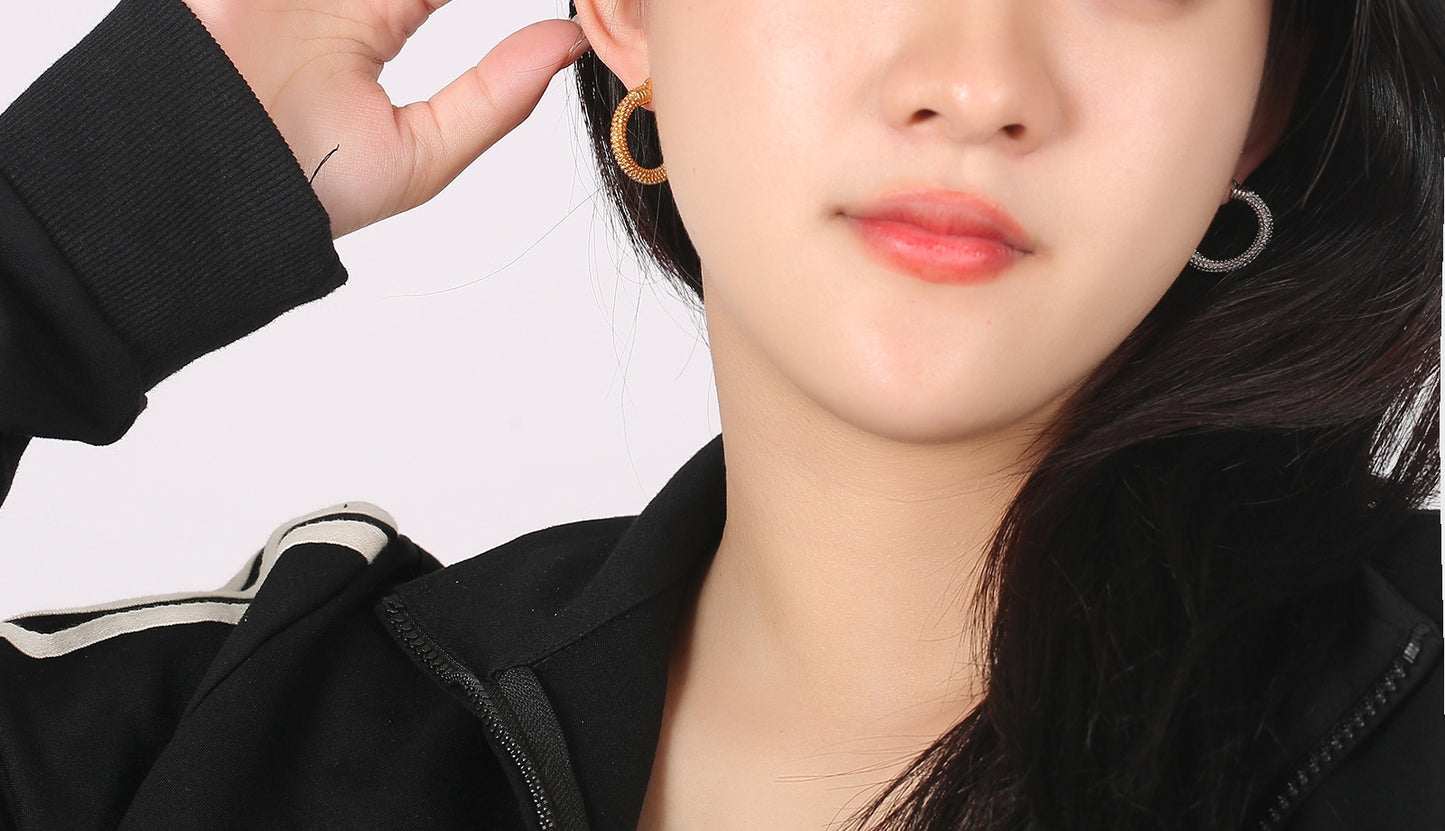 Rough Gold Hoops Earrings For Women Trendy