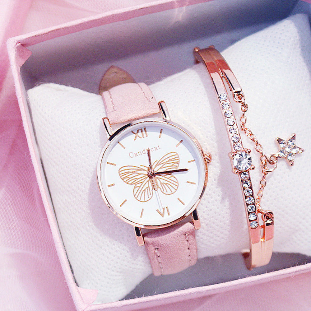 Butterfly Dial Strap Quartz Watch Star Bracelet Gifts For Women