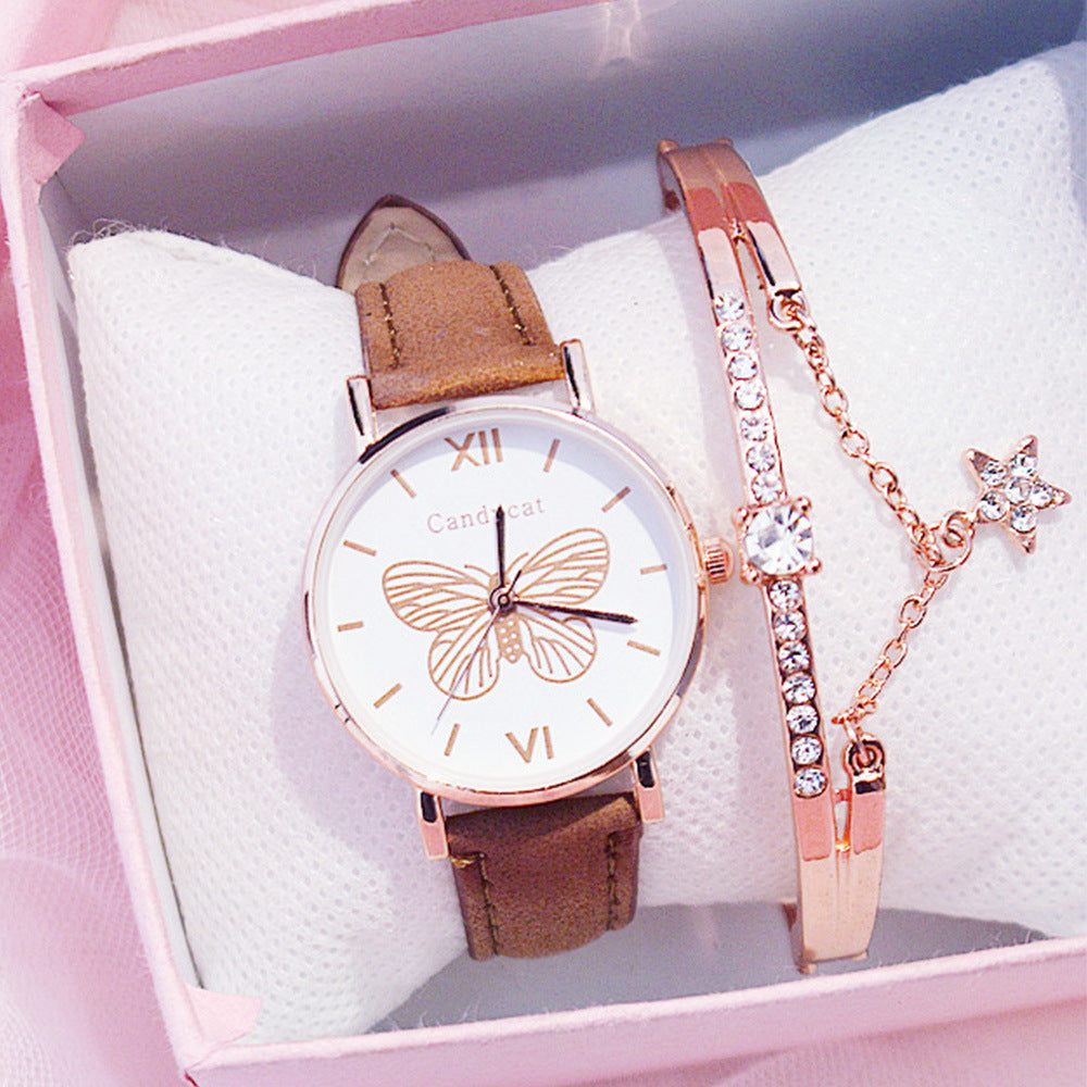 Butterfly Dial Strap Quartz Watch Star Bracelet Gifts For Women
