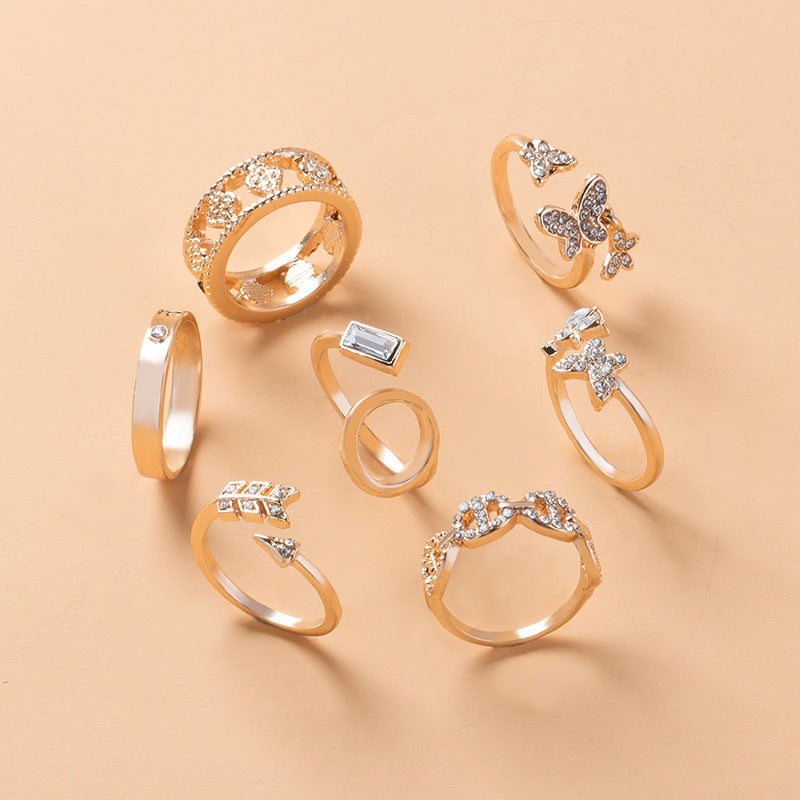 Butterfly Heart Alphabet Ring Set Gifts For Women