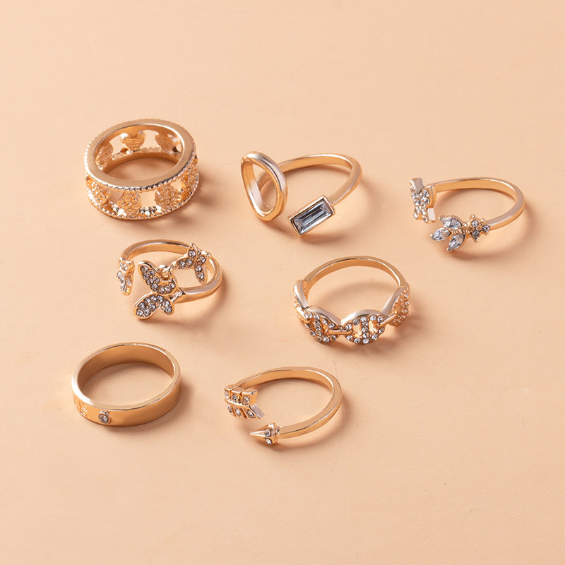 Butterfly Heart Alphabet Ring Set Gifts For Women