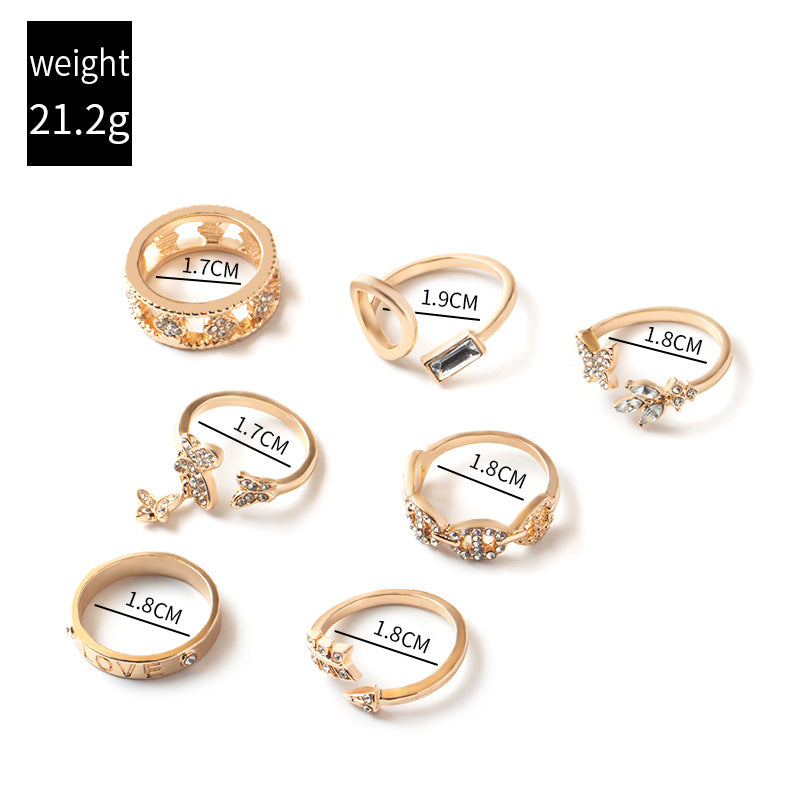 Butterfly Heart Alphabet Ring Set Gifts For Women