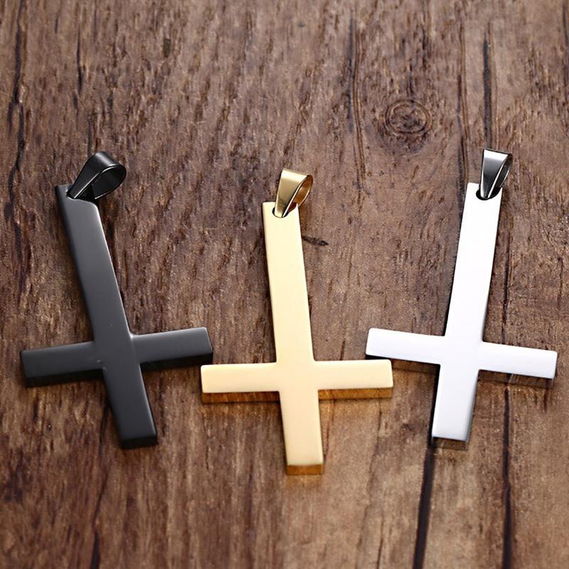 Men St Peter's Inverted Cross Pendant Necklace