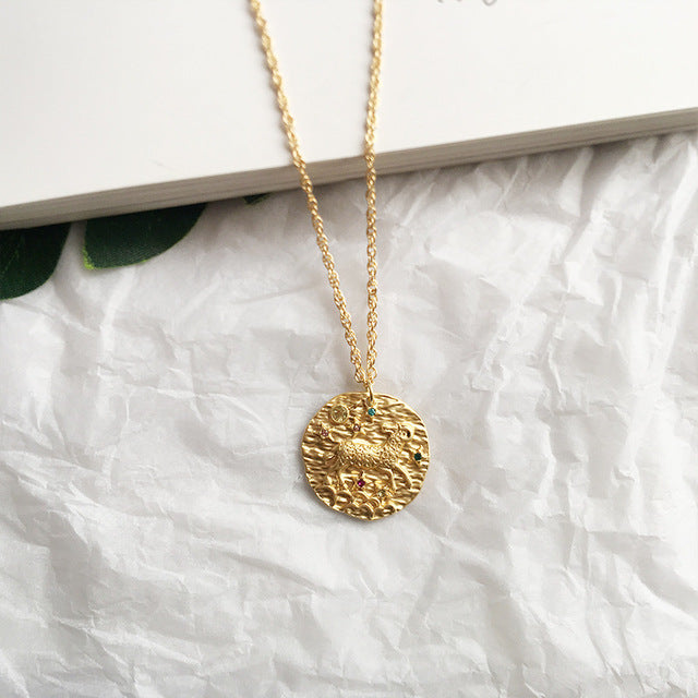12 Zodiac Necklace Gold Necklace for Women Jewelry Party Gift