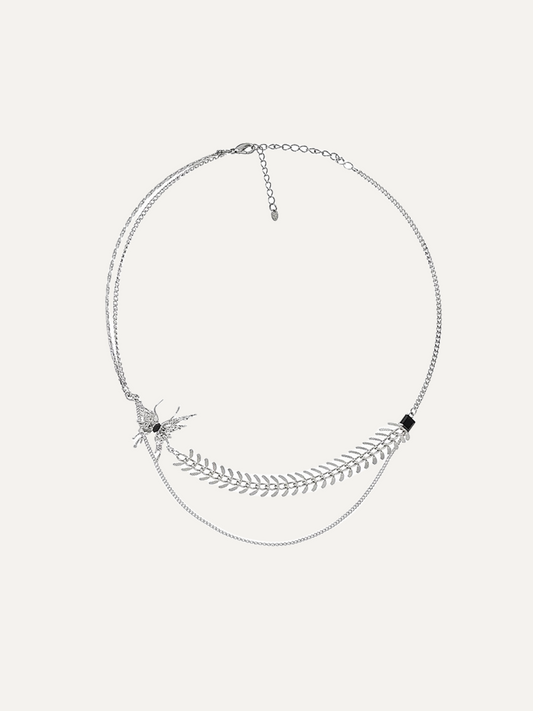 Biochemical Butterfly Black Zircon Necklace Multilayer Clavicular Chain