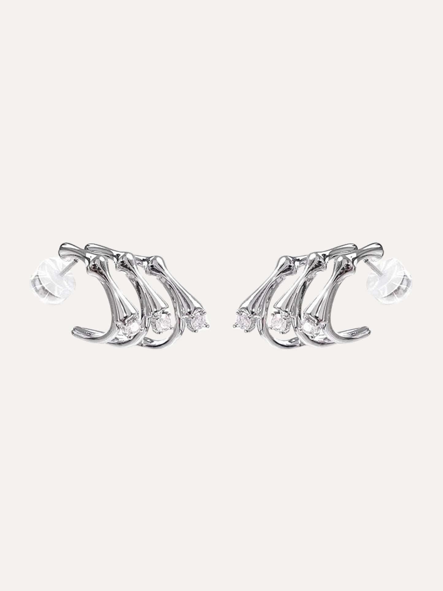 Mechanical Gyro Series Three Layer Effect Silver Earrings for Women