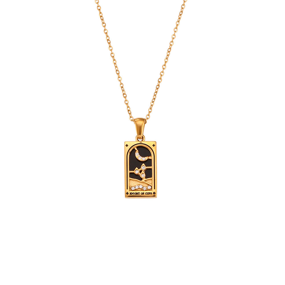 Ins Fashion Rectangular Oil Drip Zirconia Tarot Necklace