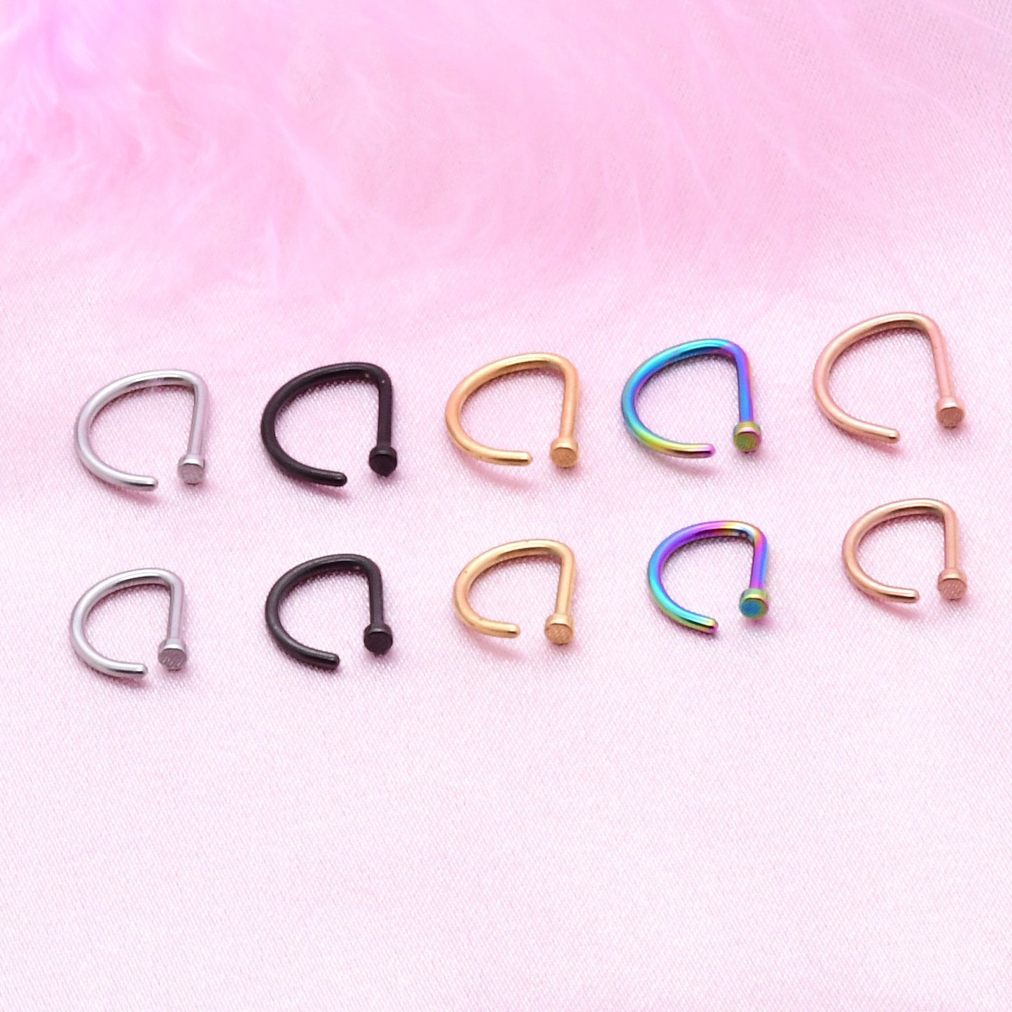 D-shaped Nose Ring without Piercing Fake Nose Nail Nasolabial Ring