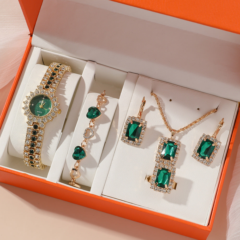 Little Green Watch Ladies Steel Strap Quartz Watch Gift Box 5pcs/set Gifts For Women