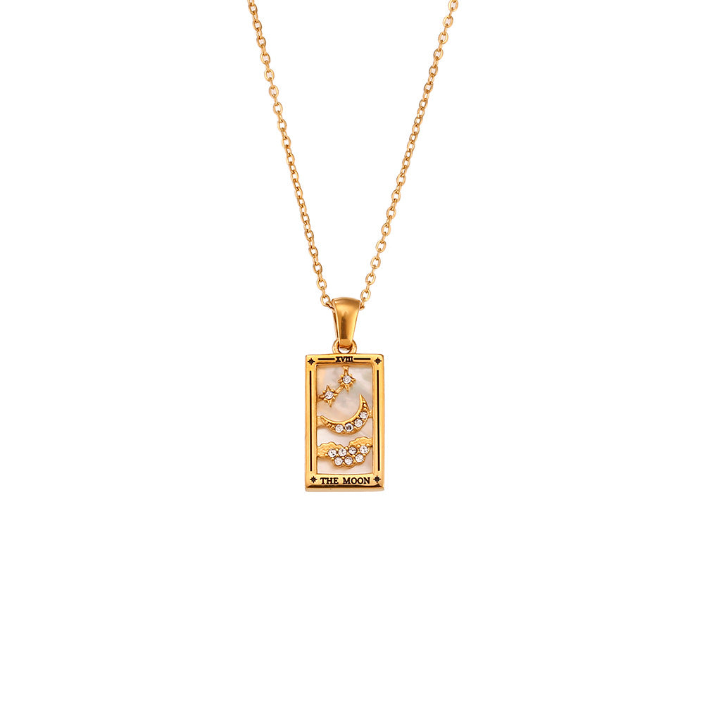 Ins Fashion Rectangular Oil Drip Zirconia Tarot Necklace