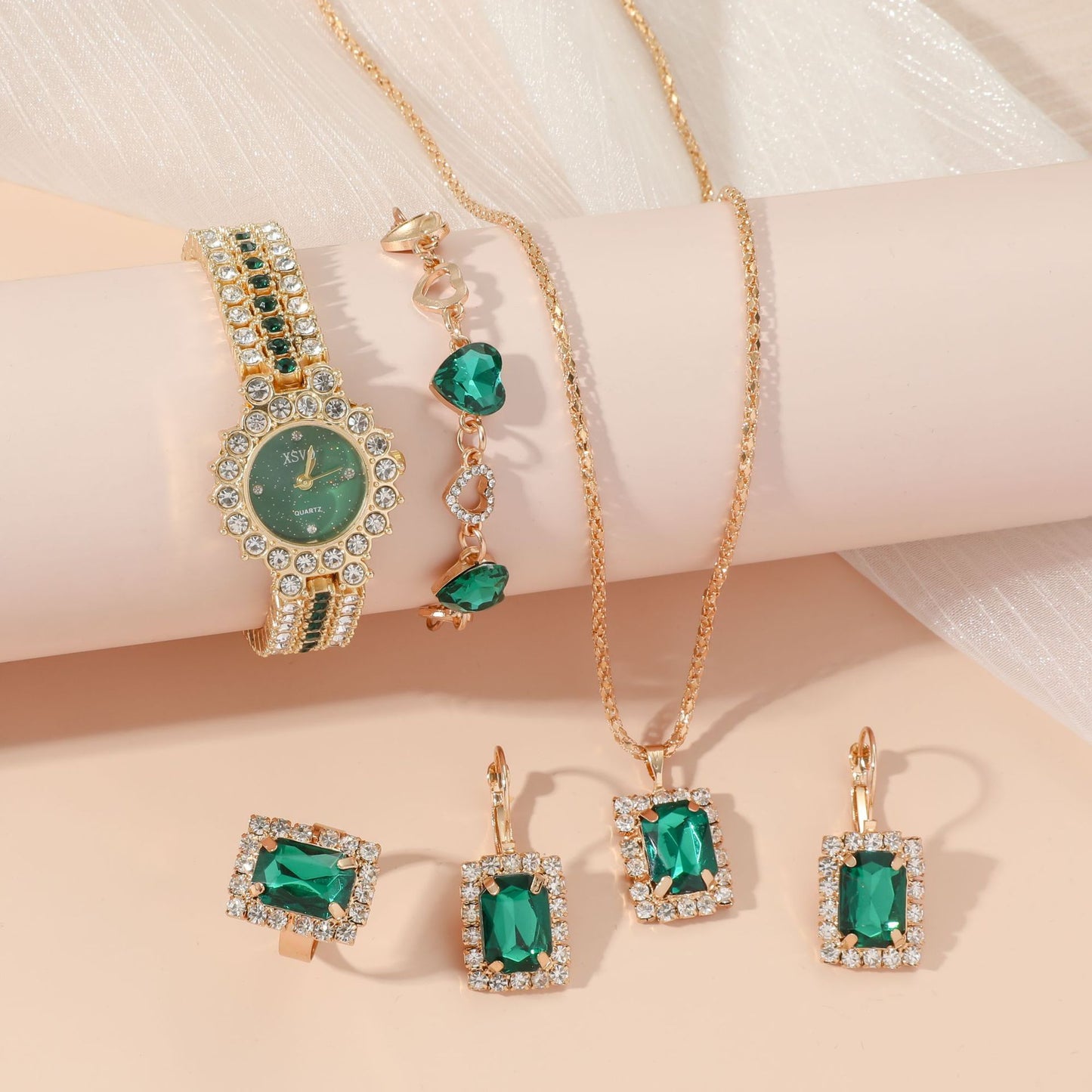 Little Green Watch Ladies Steel Strap Quartz Watch Gift Box 5pcs/set Gifts For Women