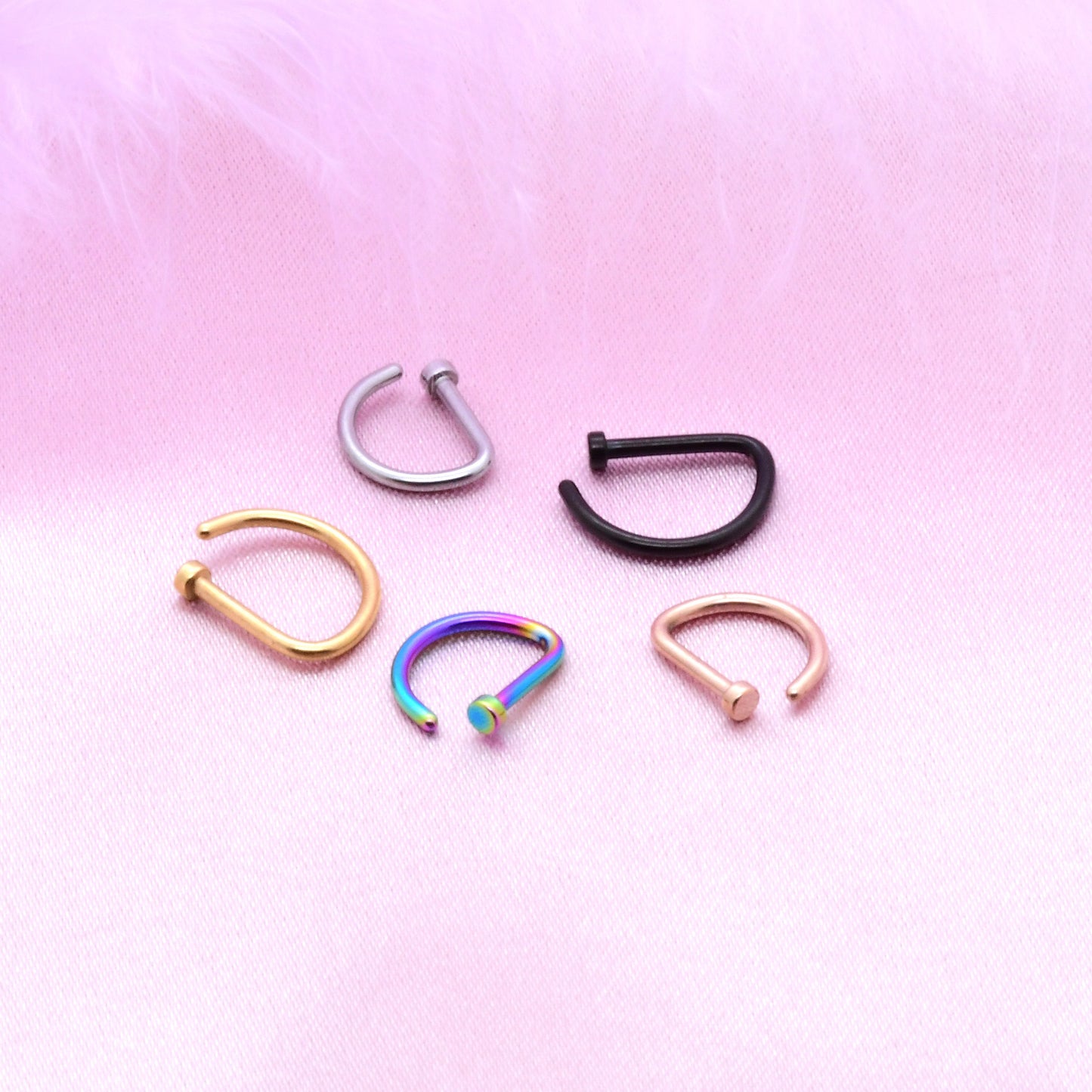 D-shaped Nose Ring without Piercing Fake Nose Nail Nasolabial Ring