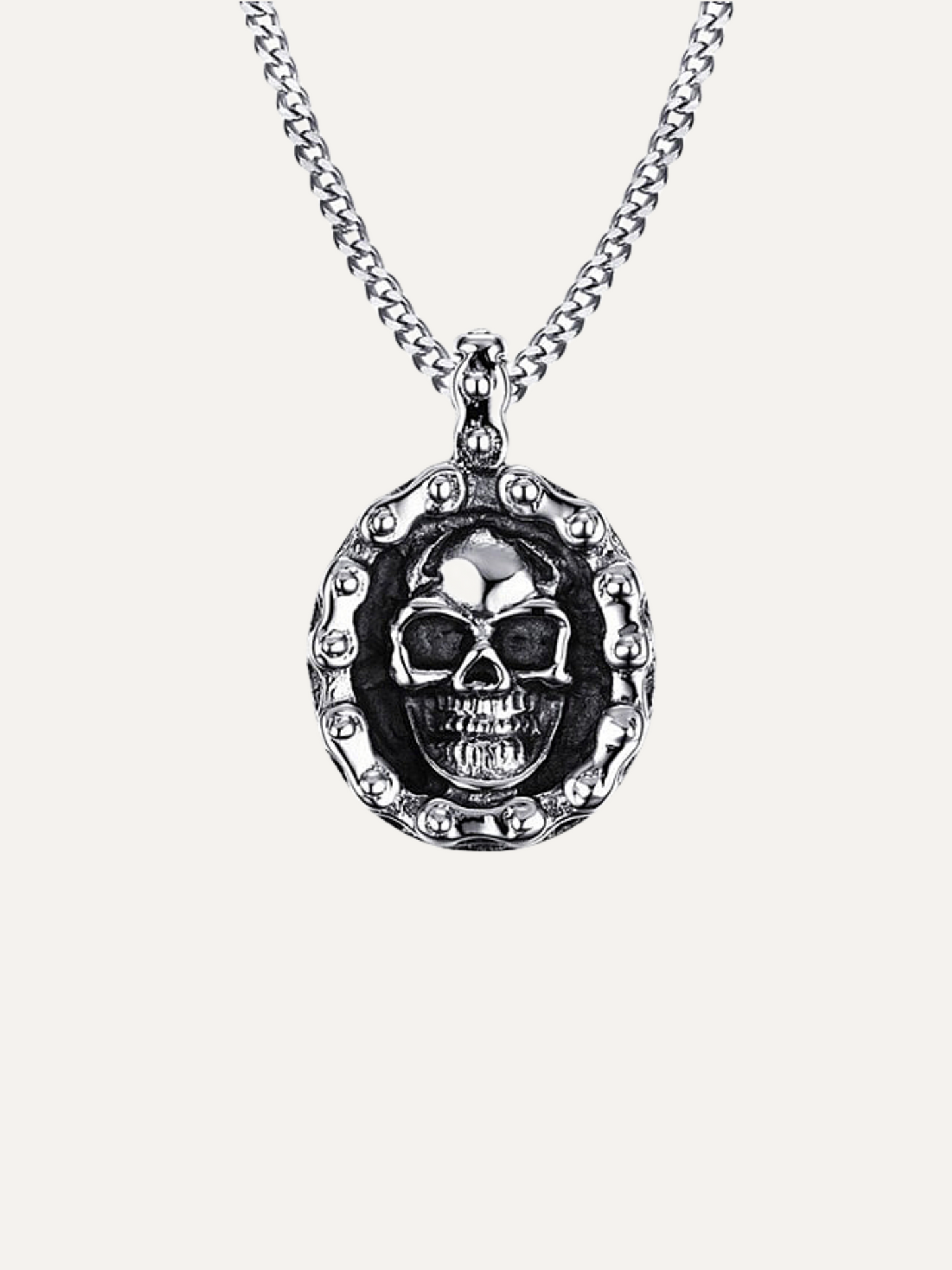 Bicycle Chain Ghost Head Steel Pendant Necklace
