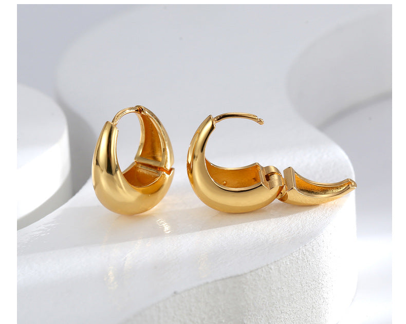Light Luxury Simple Water Drop Gold Hoops Earrings for Women Trendy