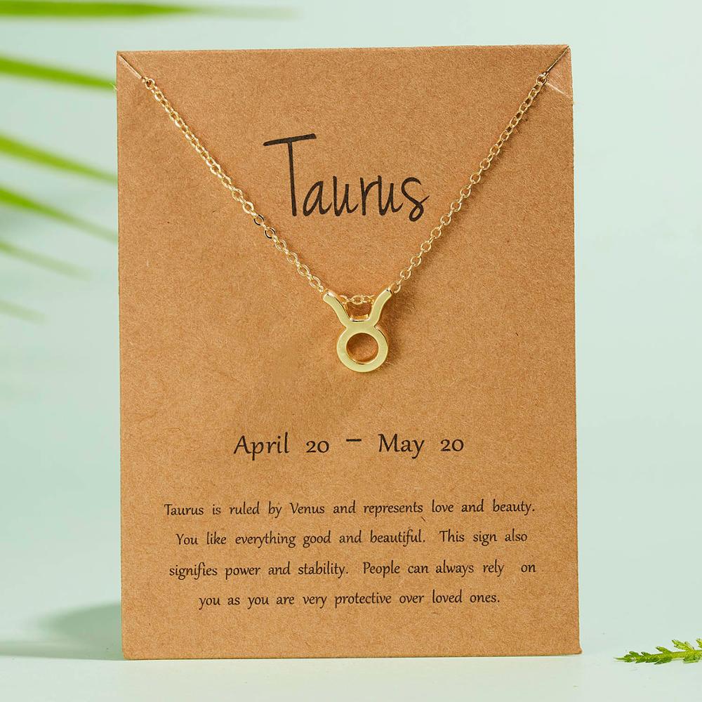 12 Constellation Necklaces Pendant Charm Gold Necklaces for Women Jewelry Cardboard