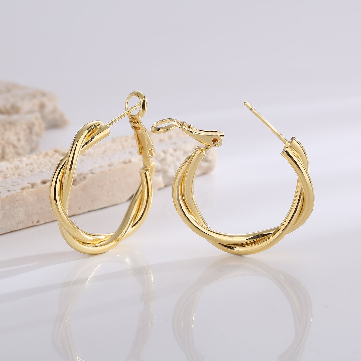 Twisted Twist Gold Hoops Earrings for Women