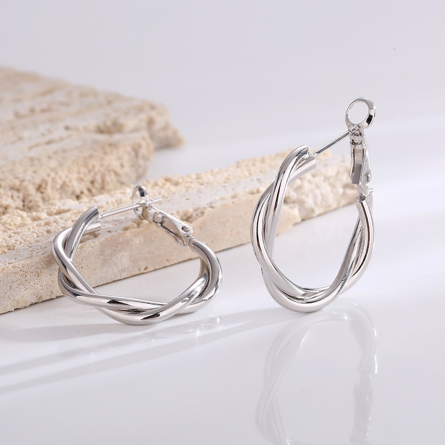 Twisted Twist Gold Hoops Earrings for Women