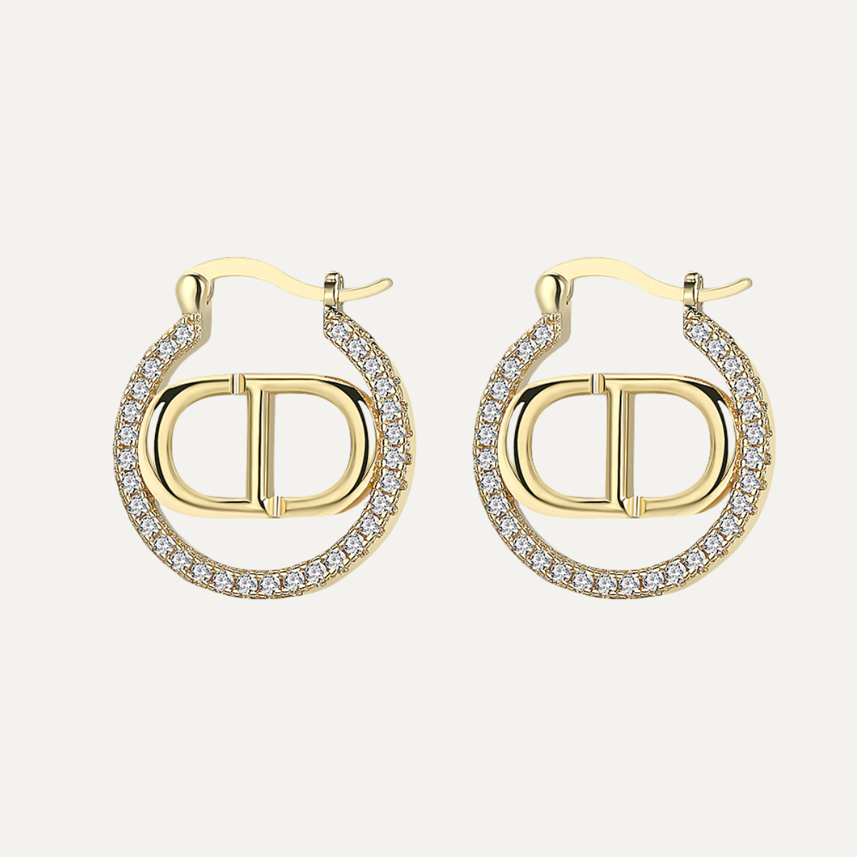 CD Letter Hollow Gold Earrings for Women