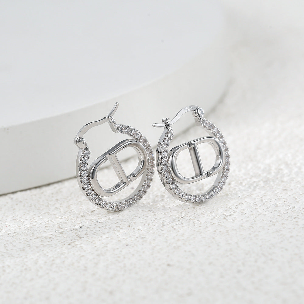 CD Letter Hollow Gold Earrings for Women