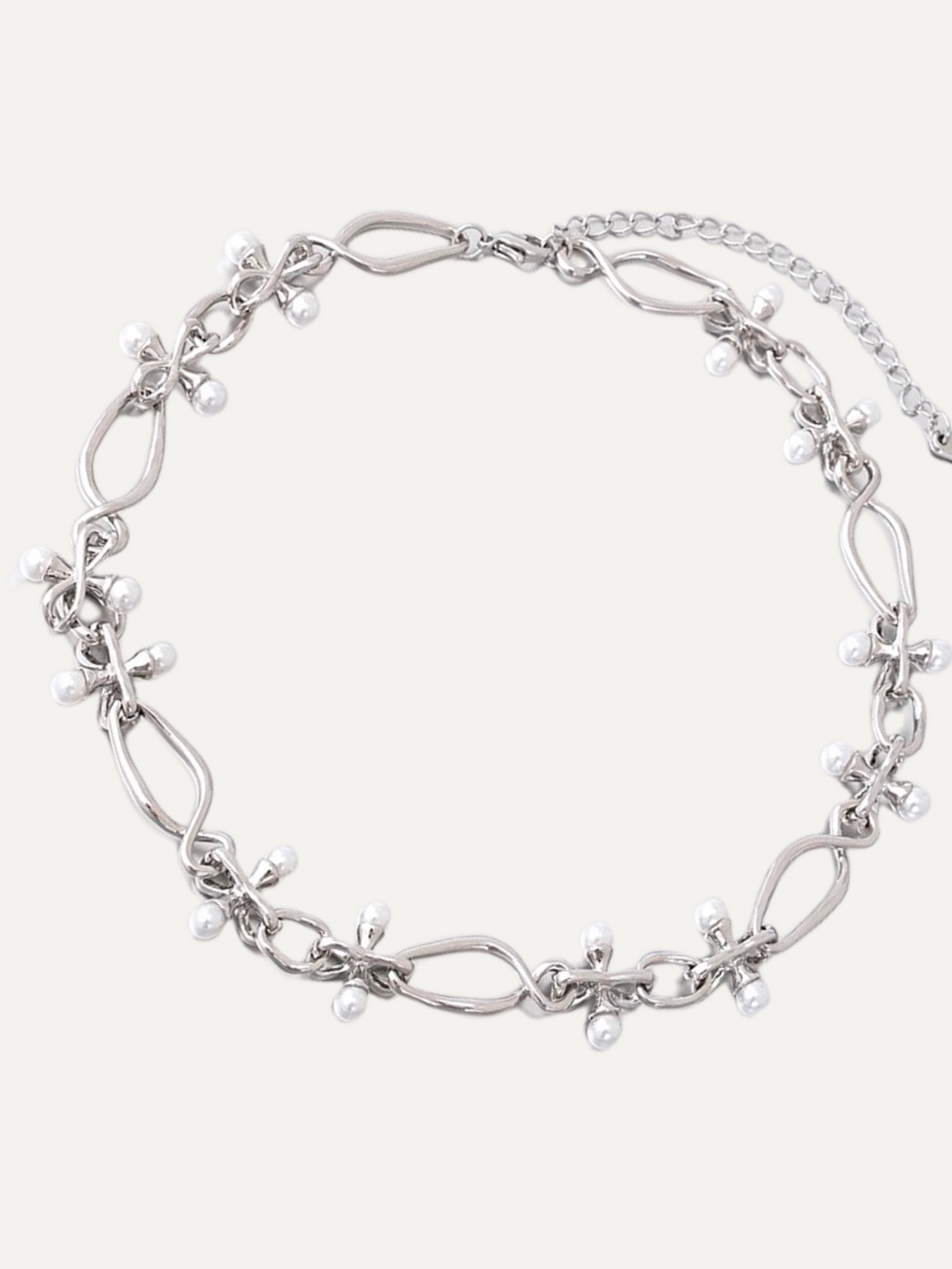 Cross Pearl Baroque Metal Necklace
