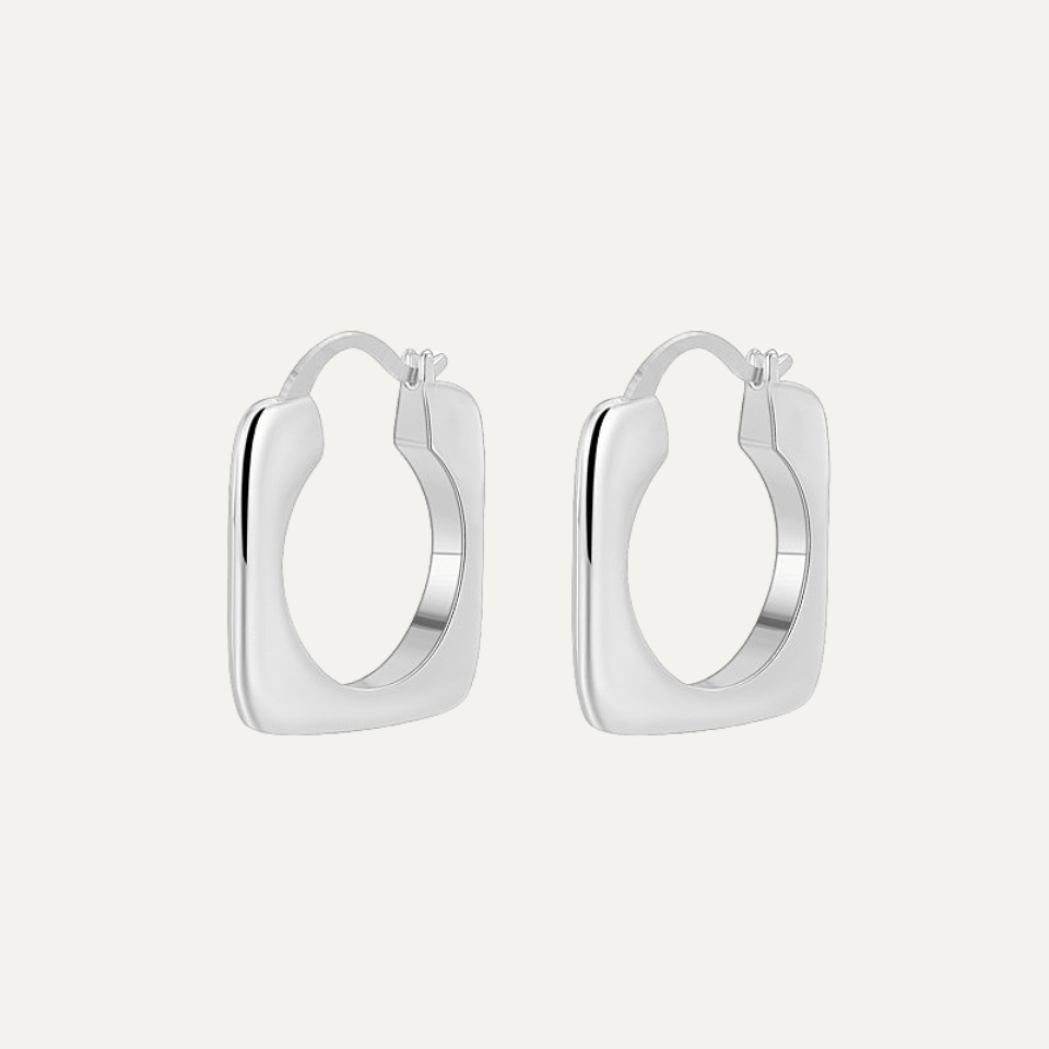 Ins Square Gold Hoops Earrings for Women Cool Style