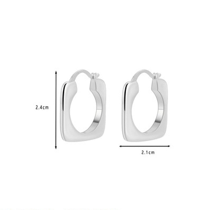 Ins Square Gold Hoops Earrings for Women Cool Style