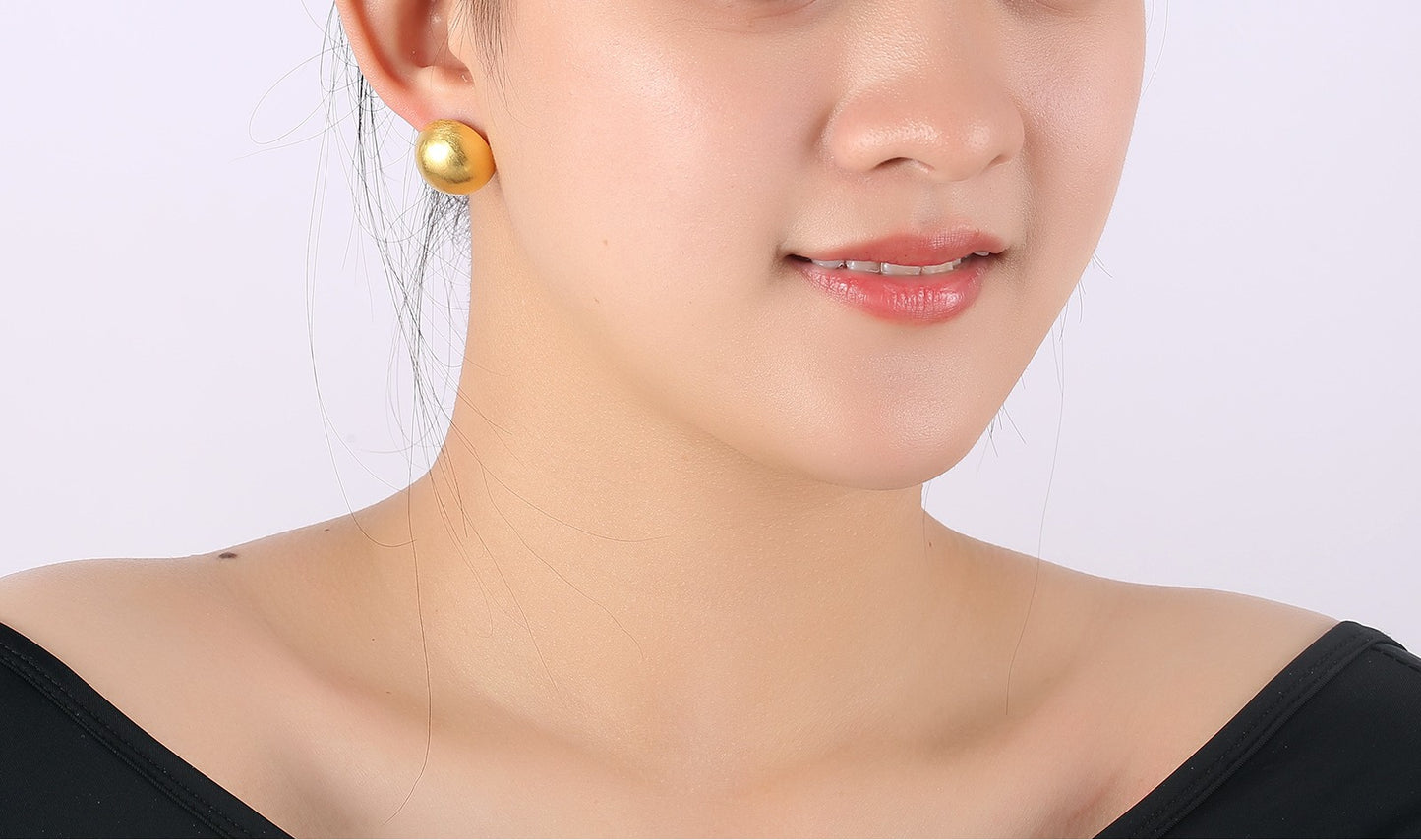 Sterling Silver Needle Frosted Ball Earrings for Women