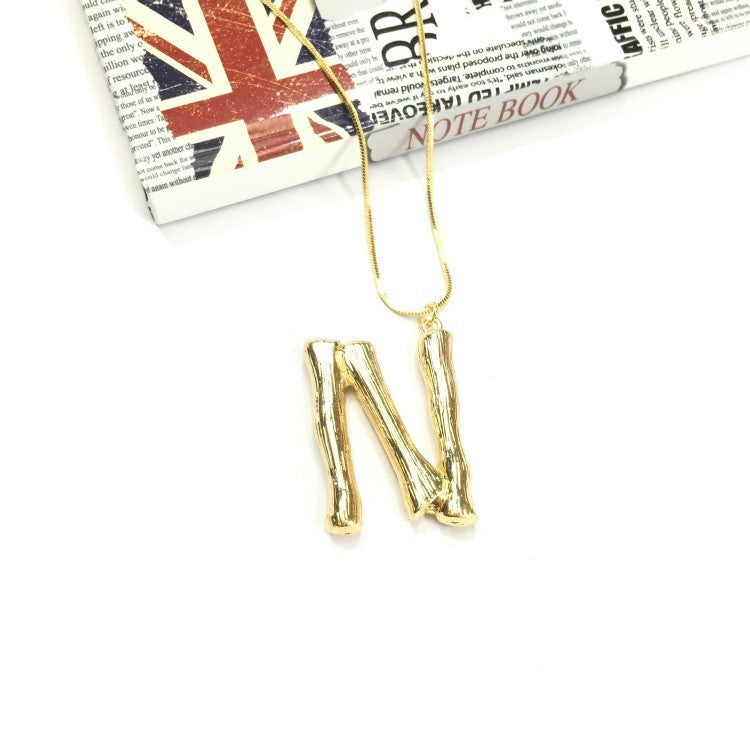 Bubble Letter Necklace Gold Color Snake Chain Choker Collar Necklaces for Women