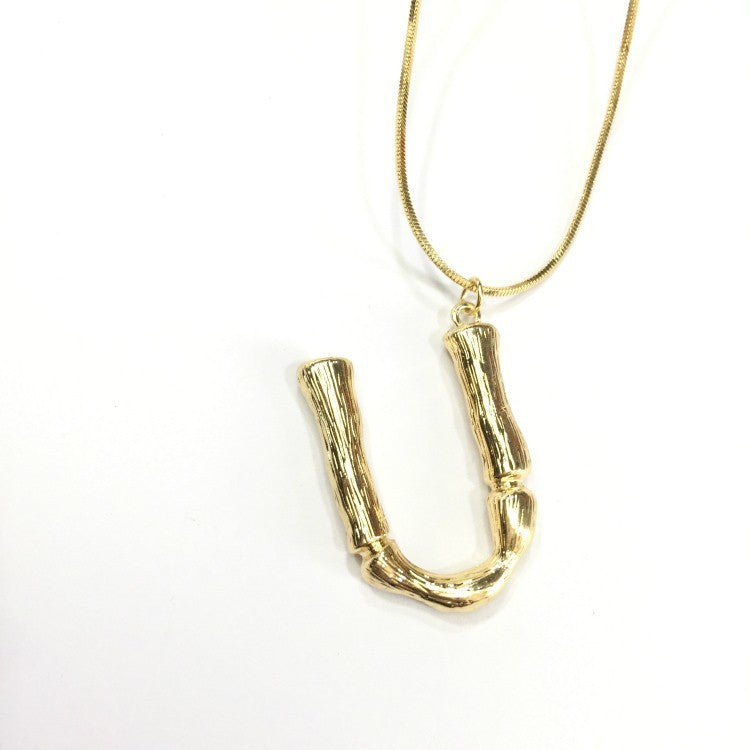 Bubble Letter Necklace Gold Color Snake Chain Choker Collar Necklaces for Women