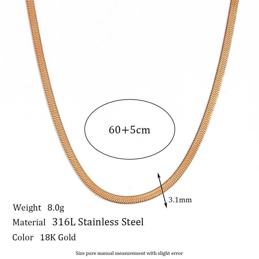Plain Chain Plated 18K Blade Chain Box Chain Necklace for Women